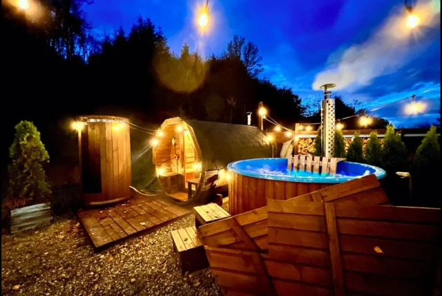 Domek z jacuzzi sauną na wyłączność Na szczycie wzgórza 1700m2 — Ustrzyki Dolne
